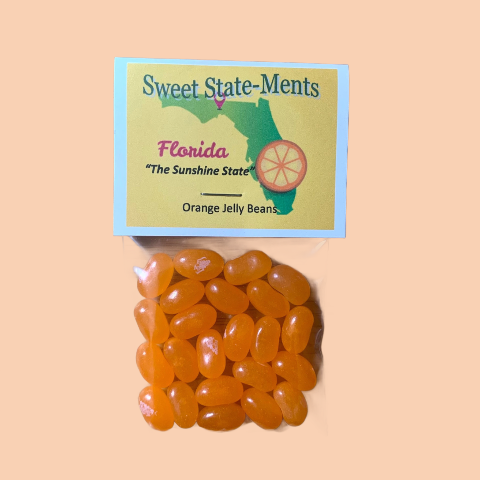 Orange flavored jelly beans for Florida